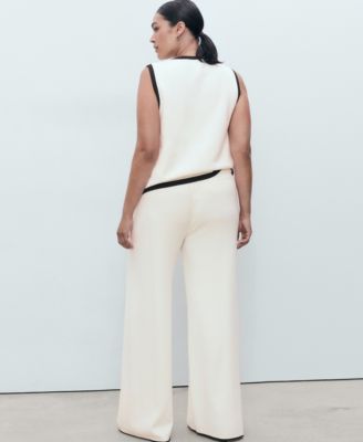 Women's Contrasting Low-Rise Knitted Pants