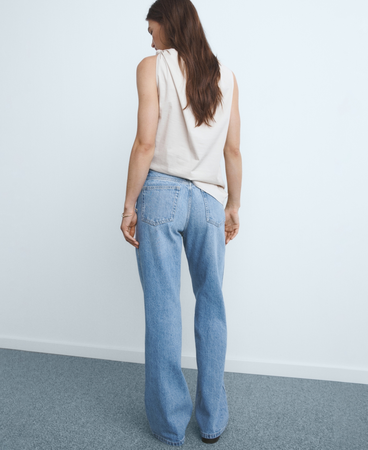 Mango Women's High Waist Straight Jeans In Blue