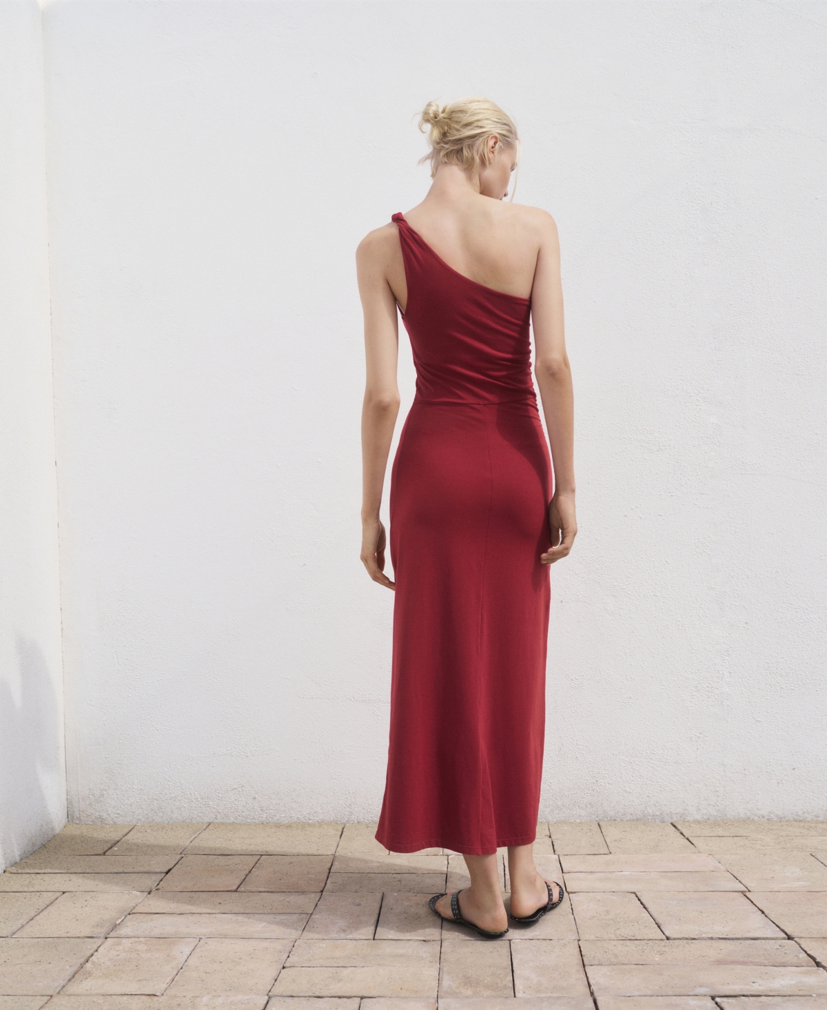 Mango Women's Gathered Strap Asymmetrical Dress In Burgundy
