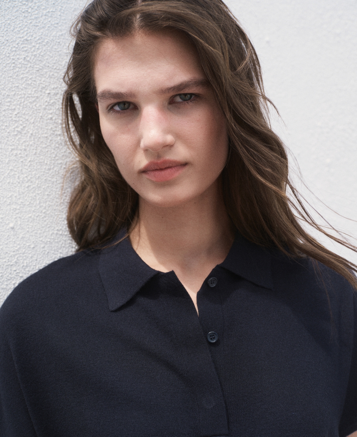 Mango Short-sleeved Polo-neck Sweater Navy In Blue