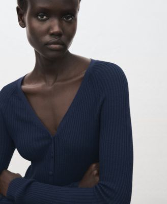 Women's V-Neck Ribbed Knit Sweater