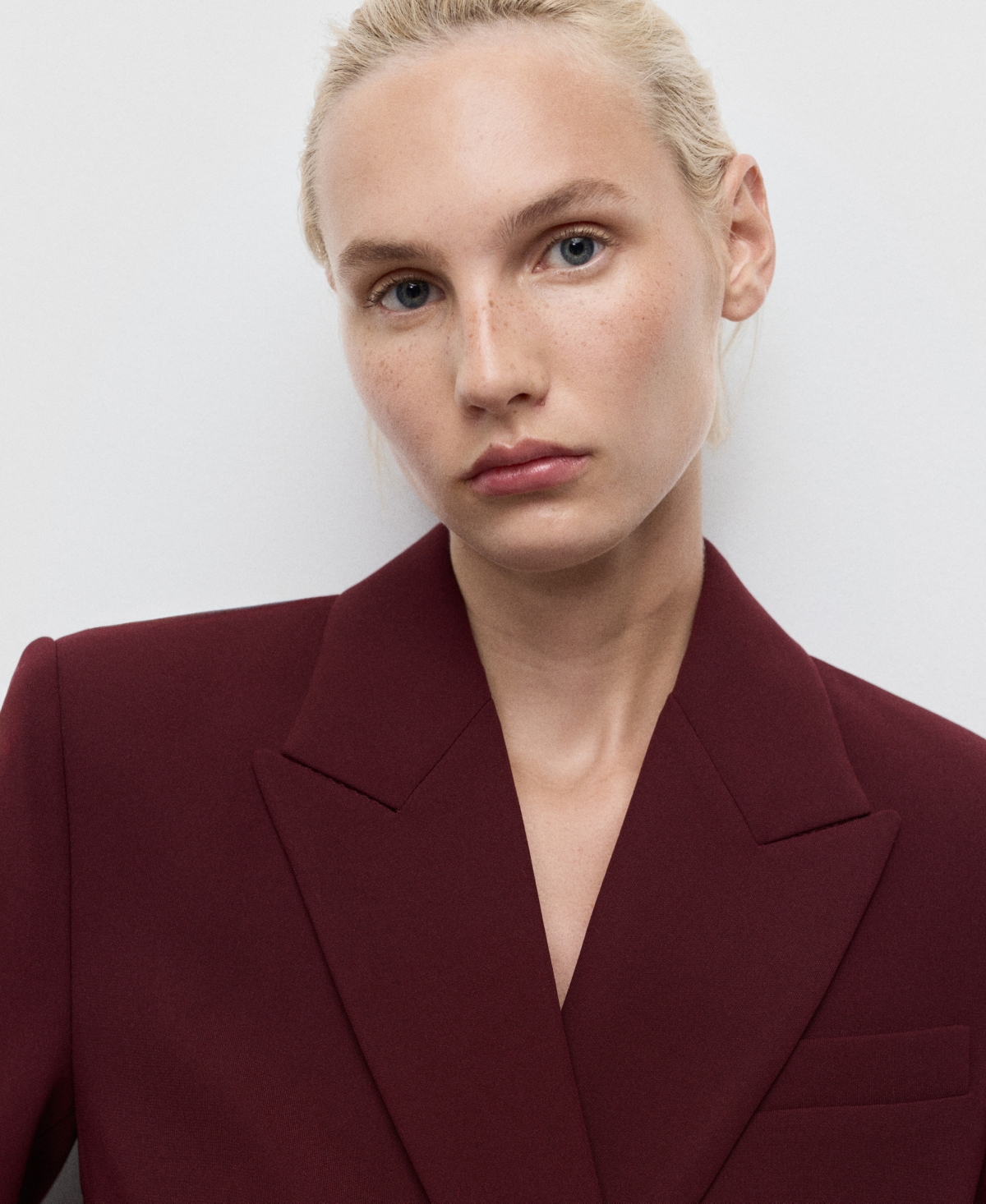 Mango Women's Double-breasted Suit Jacket In Burgundy