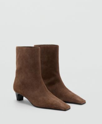 MANGO - Women's Suede Leather Ankle Boots