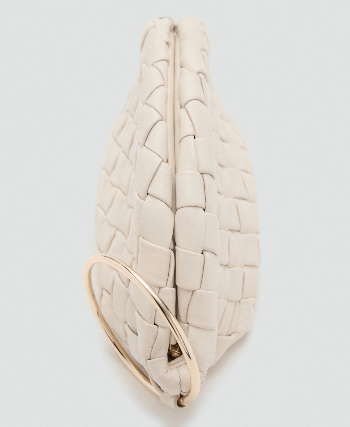 Mango Women's Braided Leather Clutch Bag In White