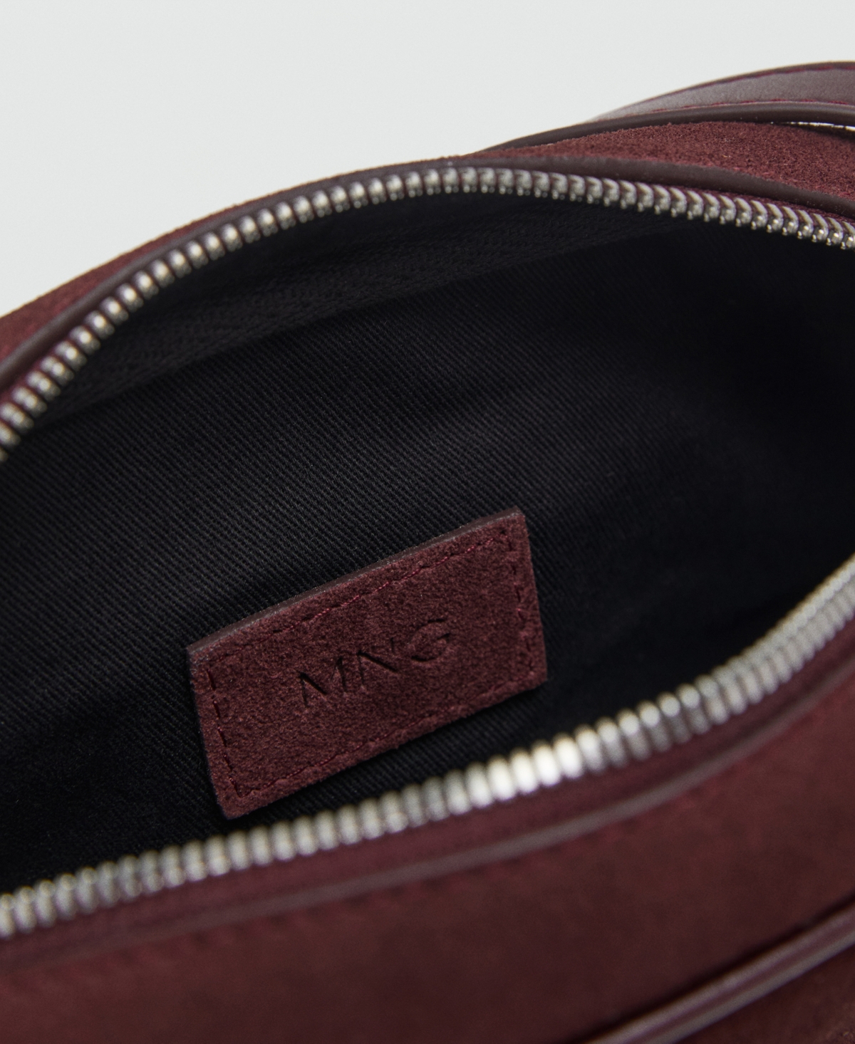 Mango Women's Suede Leather Shoulder Bag In Burgundy