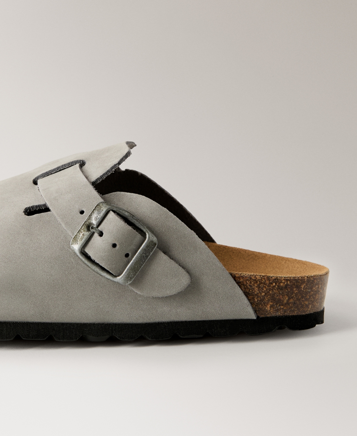 Mango Leather Clog In Gray