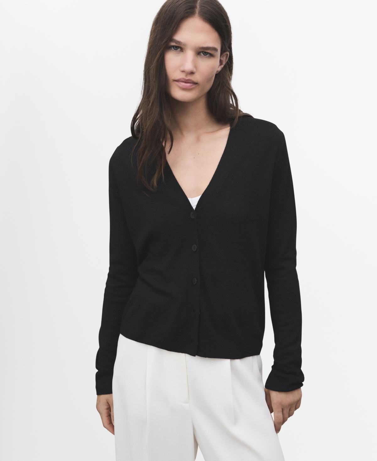 Mango Women's V-Neck Knitted Cardigan