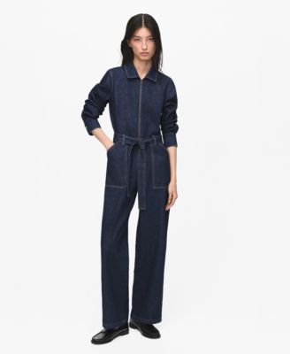 MANGO - Women's Belt Denim Jumpsuit