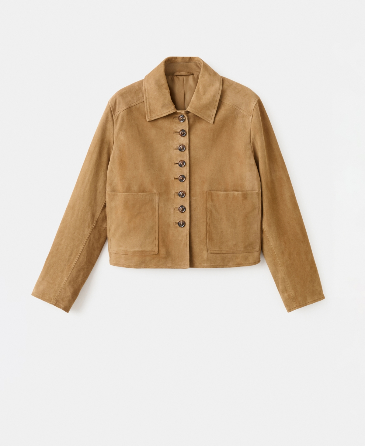 Mango Suede Jacket With Buttons Ochre In Brown