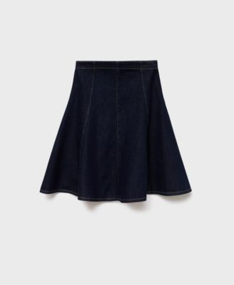Women's Stitching Detail Denim Midi Skirt
