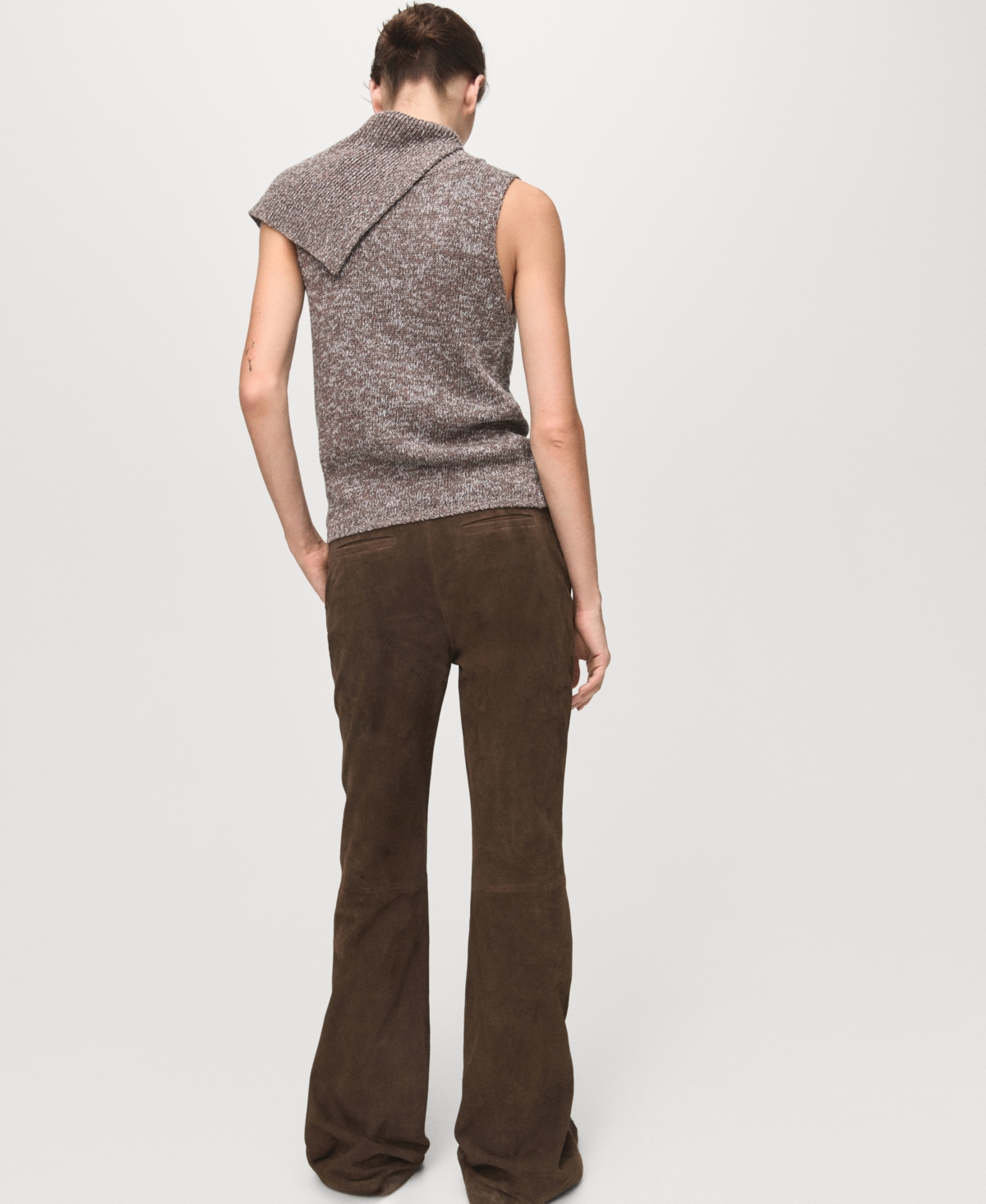 Mango Women's Mottled Wrap Collar Sweater Vest