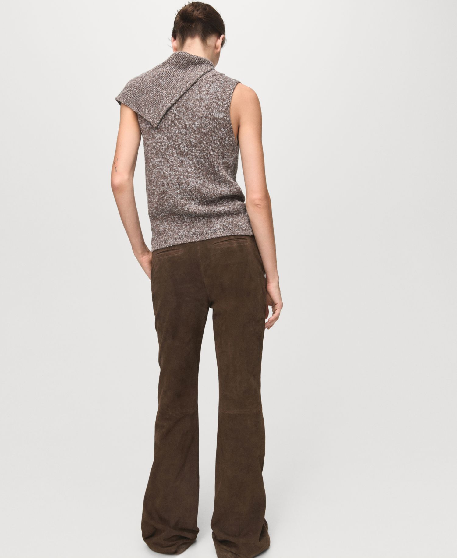 Women's Mottled Wrap Collar Sweater Vest