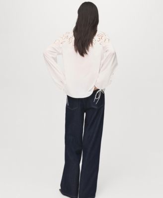 Women's Bows Detail Embroidered Blouse