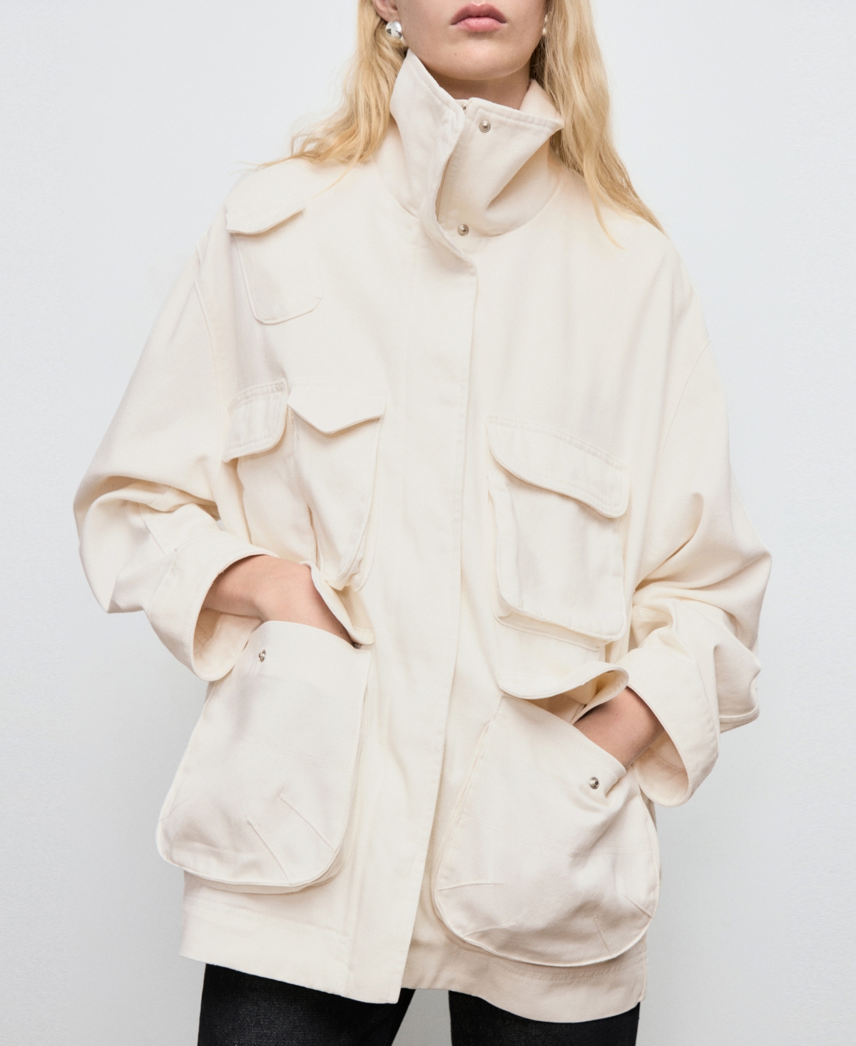 Mango Women's Pockets Oversized Denim Parka In Neutral