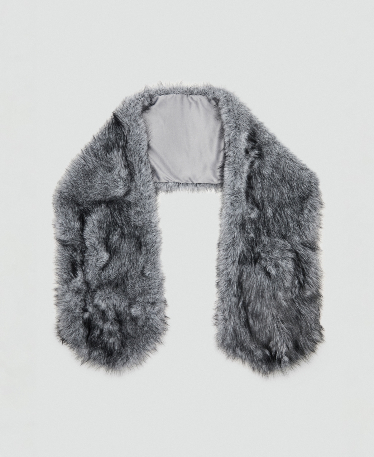 Mango Faux Fur Scarf In Gray