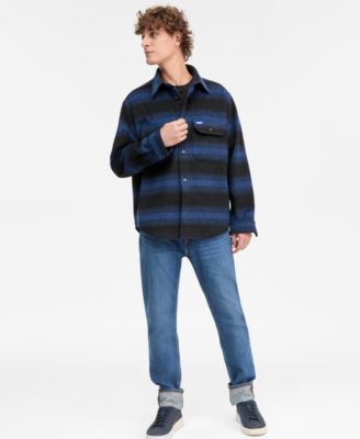 Men's Ebolt Striped Button-Front Shirt Jacket