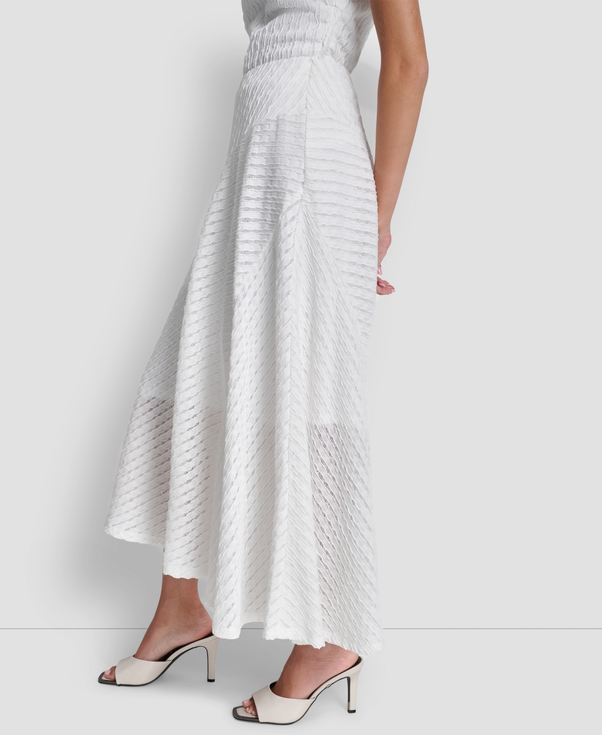 Dkny Women's Textured A-line Pull-on Skirt In White