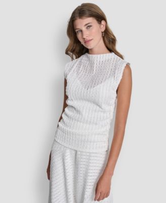 DKNY - Women's Sleeveless Open Textured Top