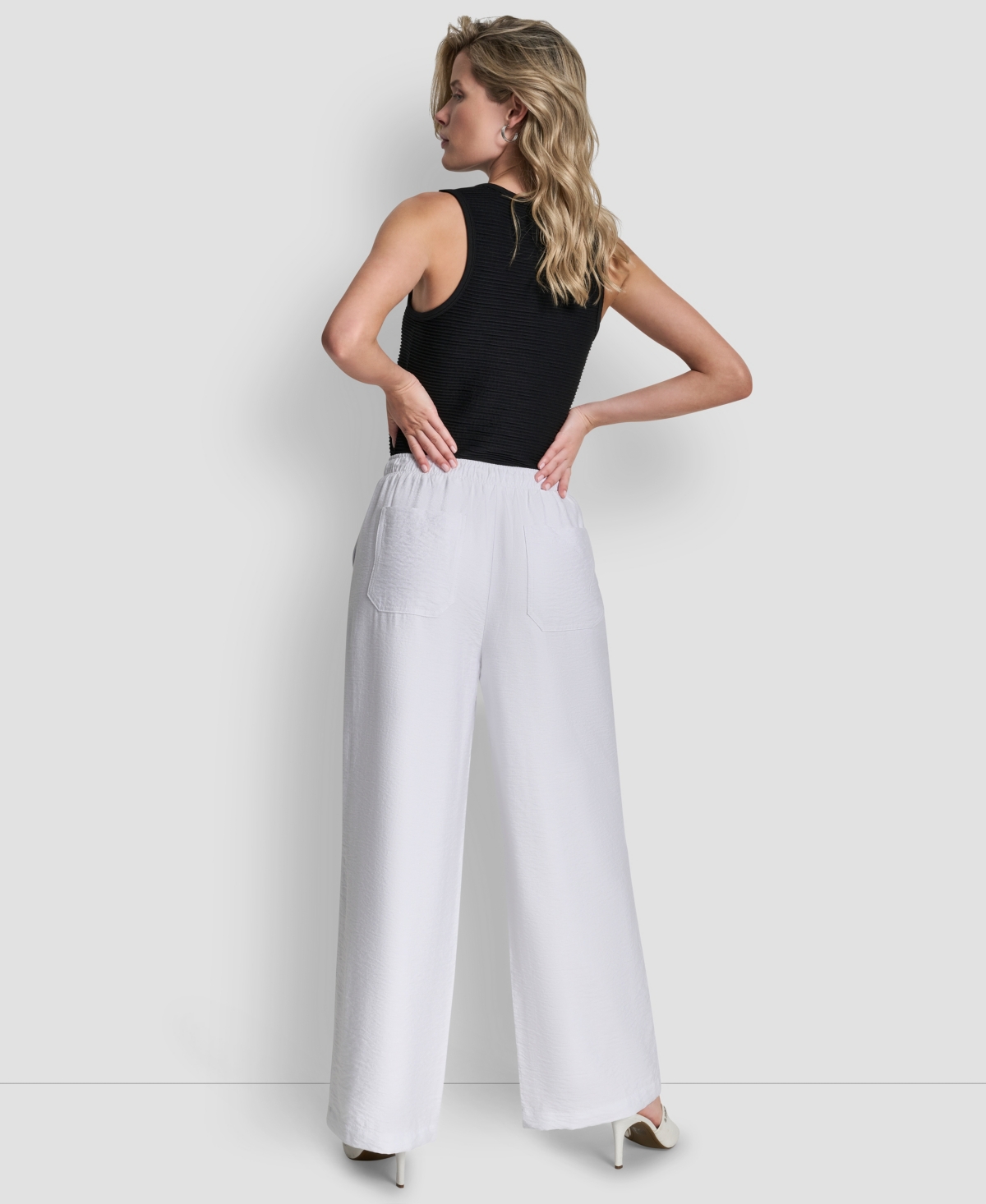 Dkny Women's Seam Crinkle Pull-on Pants In White