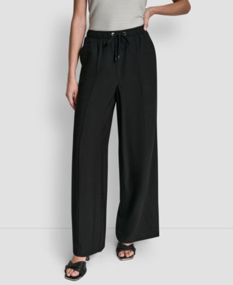 Женские брюки DKNY Seam Crinkle Pull-On, цвет: Чёрный