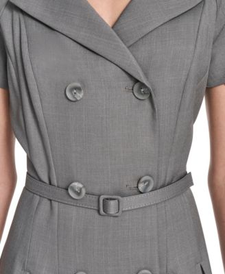 Women's Belted V-Neck Coat Dress