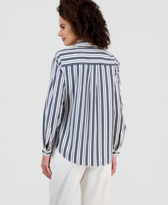 Petite Stripe Slim-Fit Long-Sleeve Shirt 