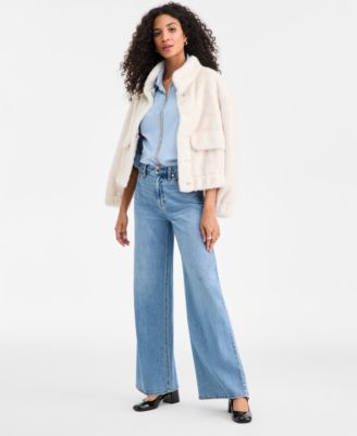 Women's Solid Embellished Popover Top, Macy's Exclusive