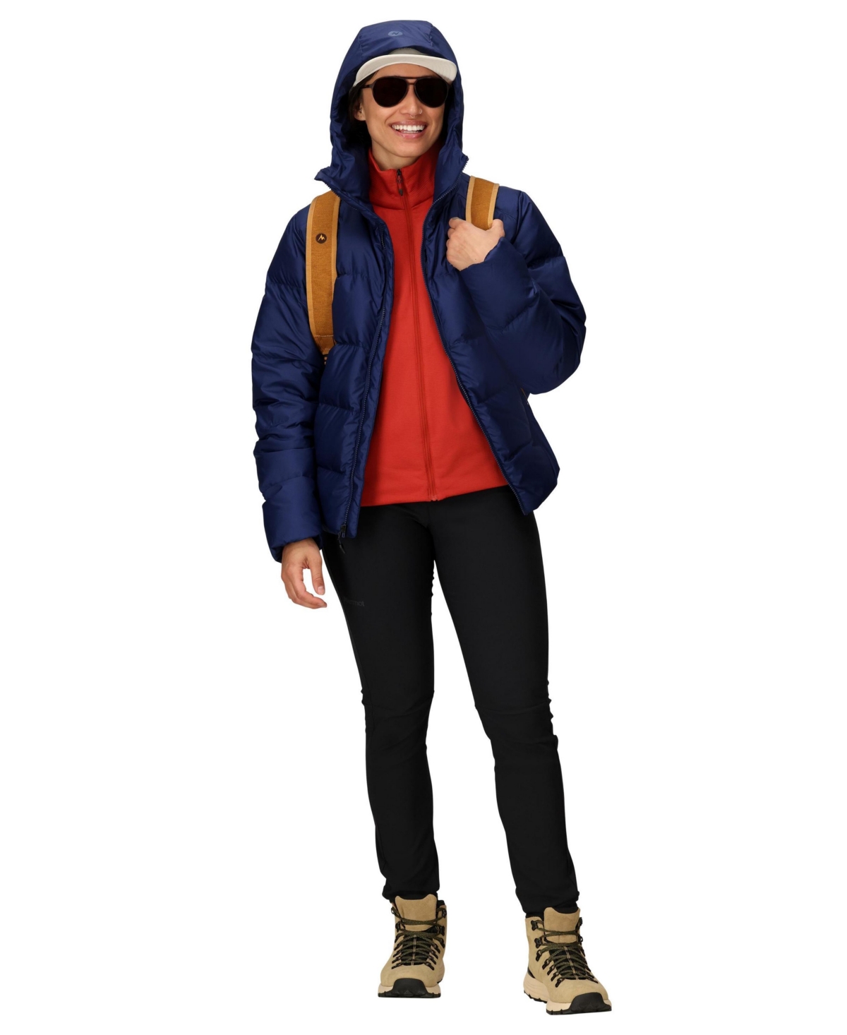 Marmot Women's Guides Big-baffled Puffer Hooded Jacket In Blue