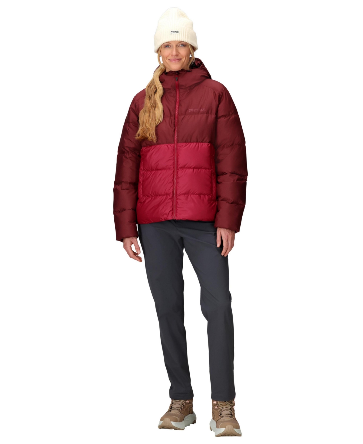 Marmot Women's Guides Big-baffled Puffer Hooded Jacket In Brown