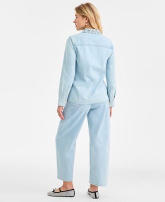 Women's High-Rise Embellished Barrel-Leg Jeans, Macy's Exclusive