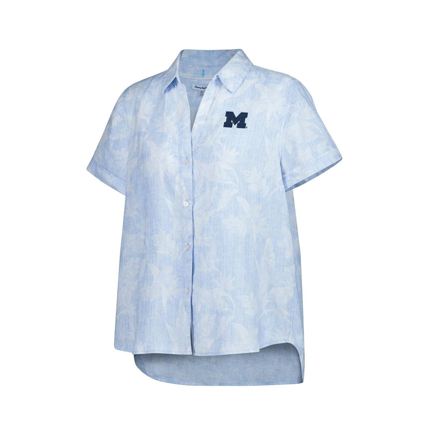 Женская рубашка Tommy Bahama Light Blue Michigan Wolverines Legacy Leaves Camp Button-Up — фото 2
