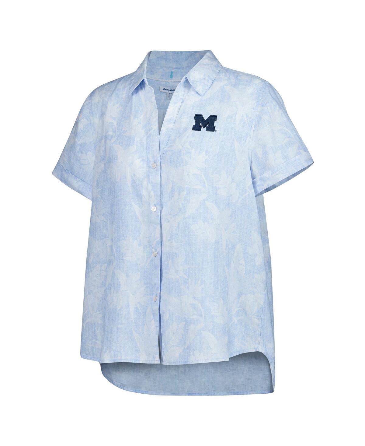 Tommy Bahama Women's Light Blue Michigan Wolverines Legacy Leaves Camp Button-up Shirt In Blue