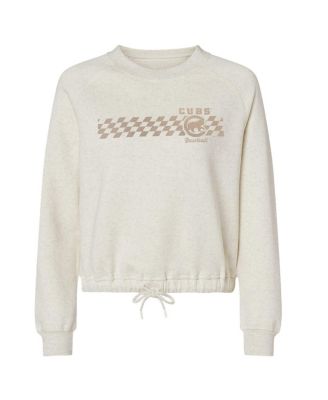 Soft As A Grape - Women's Natural Chicago Cubs Tonal Checkered Sweatshirt