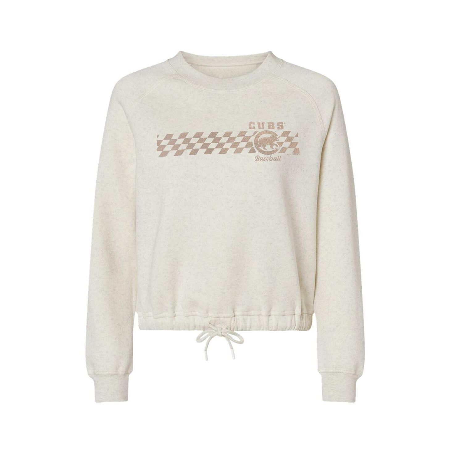 Women's Natural Chicago Cubs Tonal Checkered Sweatshirt