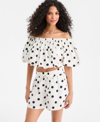 On 34th - Women's Polka-Dot Cotton Pull-On Shorts