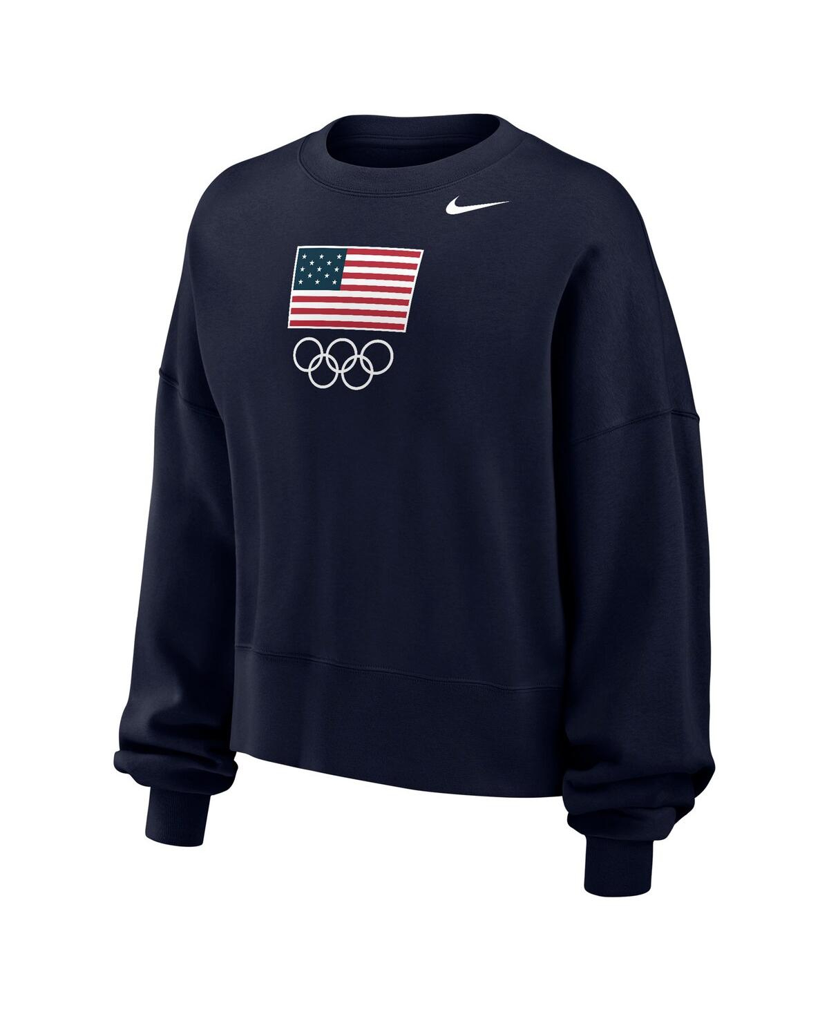 Nike Women's Navy Team Usa Oversized Phoenix Pullover Sweatshirt In Blue