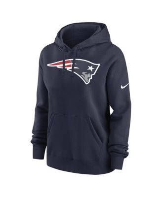 Women's Navy New England Patriots Team Logo Club Fleece Pullover Hoodie