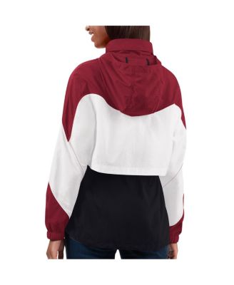 Women's Black/Cardinal Arizona Cardinals Tie Breaker Lightweight Quarter-Zip Sweatshirt