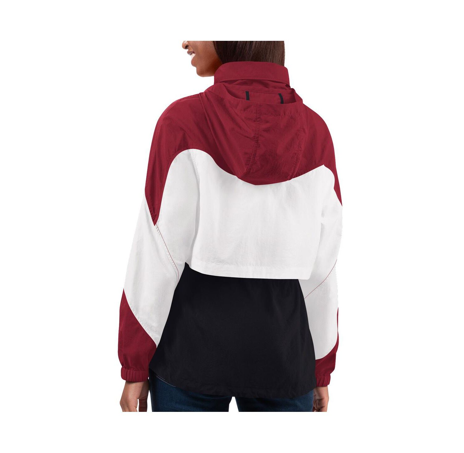 Women's Black/Cardinal Arizona Cardinals Tie Breaker Lightweight Quarter-Zip Sweatshirt