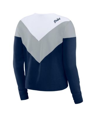 Women's Navy Dallas Cowboys Plus Size Chevron Tri-Blend Long Sleeve T-Shirt