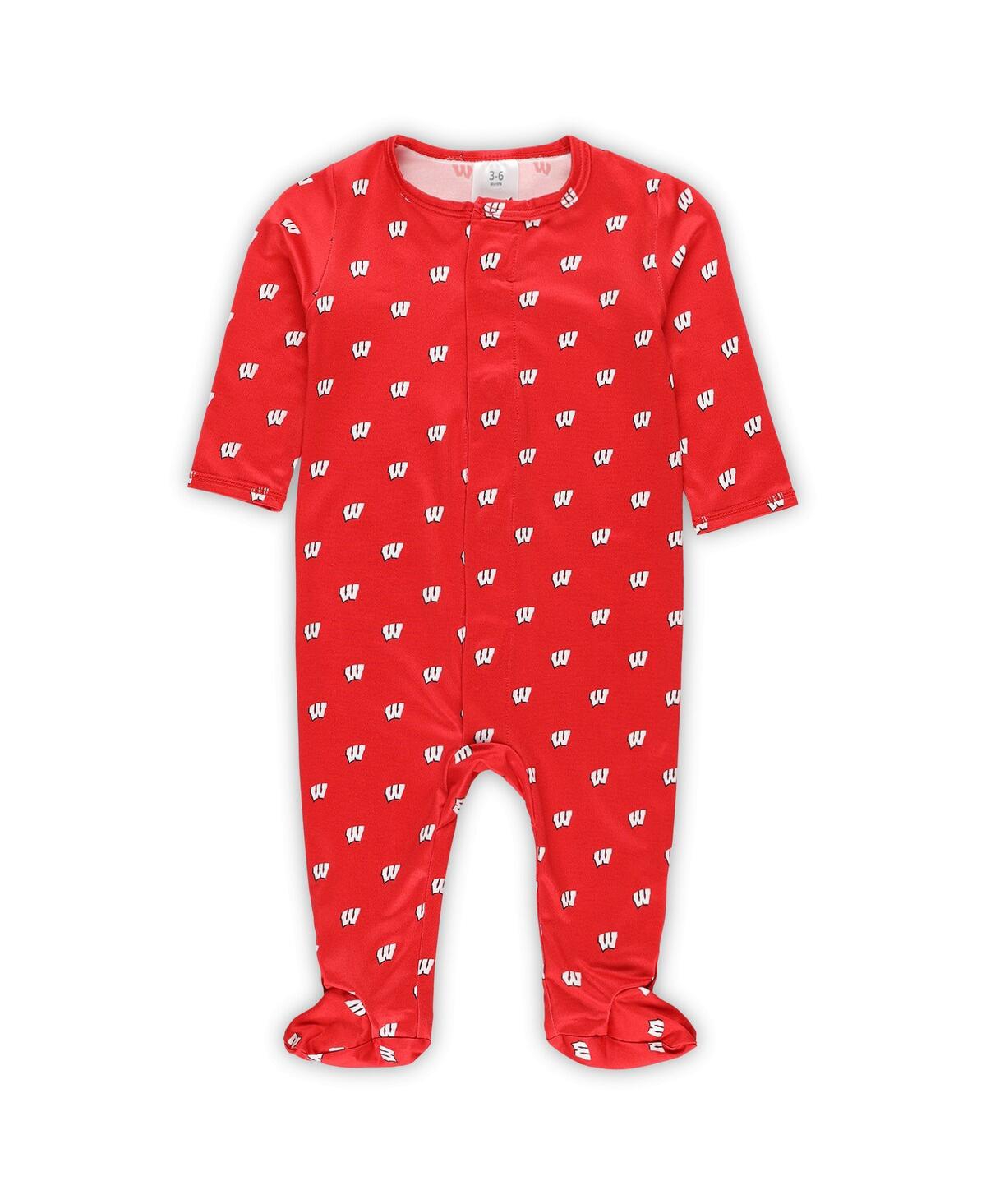 Zoozatz Baby Boys And Girls Red Wisconsin Badgers Magnetic Closure Sleeper In Red