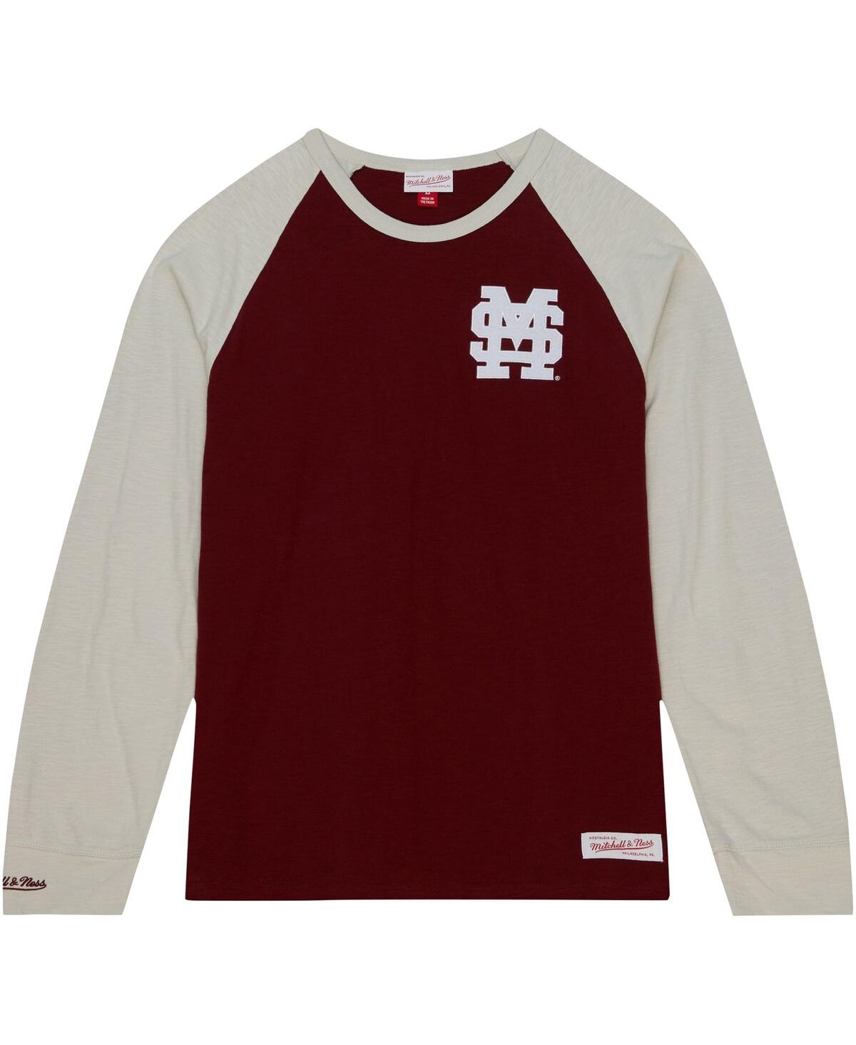 Mitchell & Ness Men'sâ Maroon Mississippi State Bulldogs Legendary Slub Raglan Long Sleeve T-shirt In Burgundy