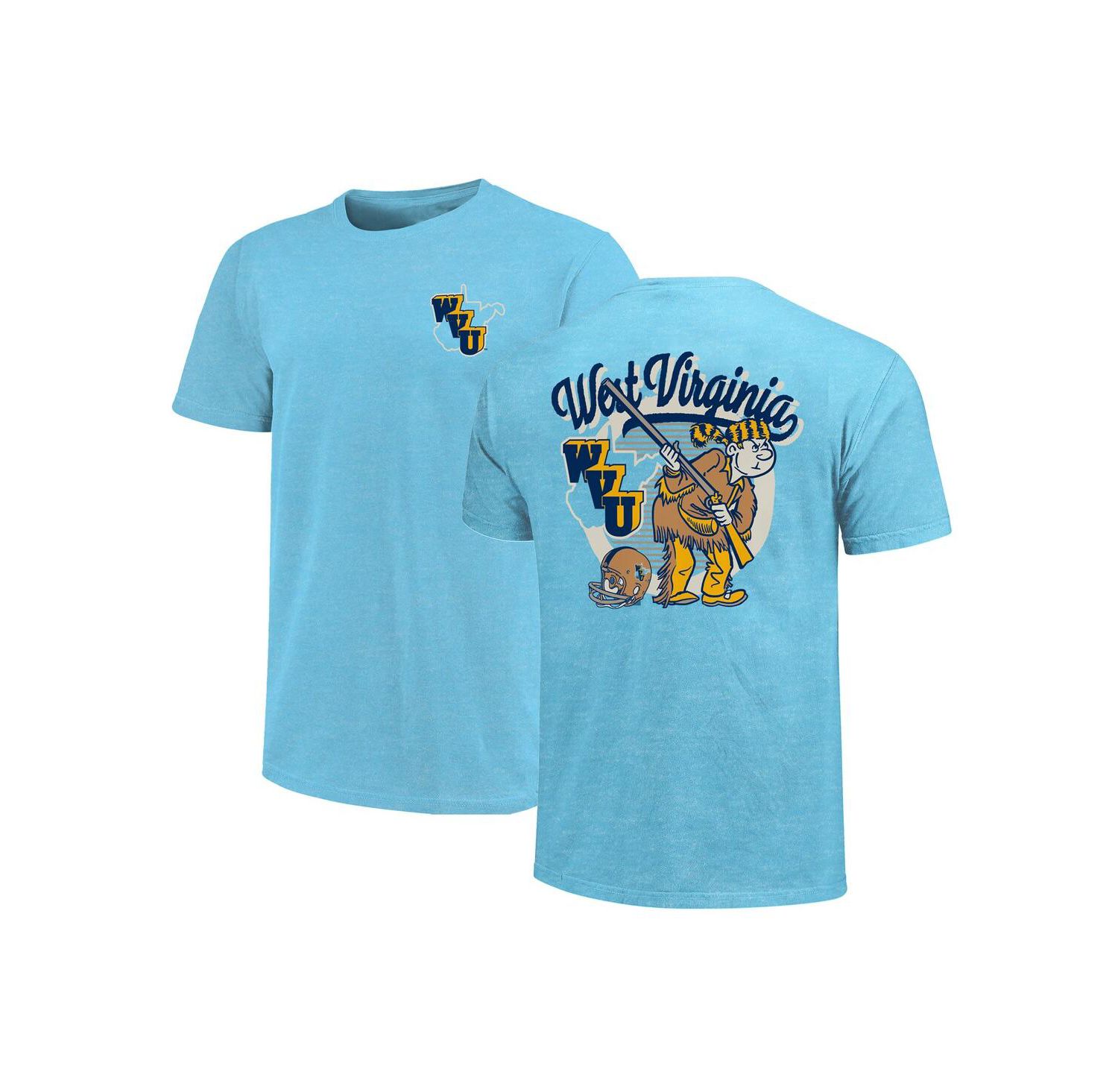 Men's Light Blue West Virginia Mountaineers Throwback Retro Badge Script T-Shirt