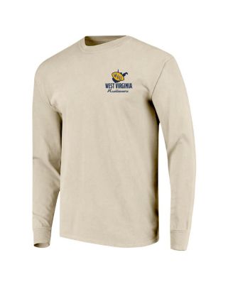 Men's Natural West Virginia Mountaineers Comfort Colors Mascot Overlay Long Sleeve T-Shirt