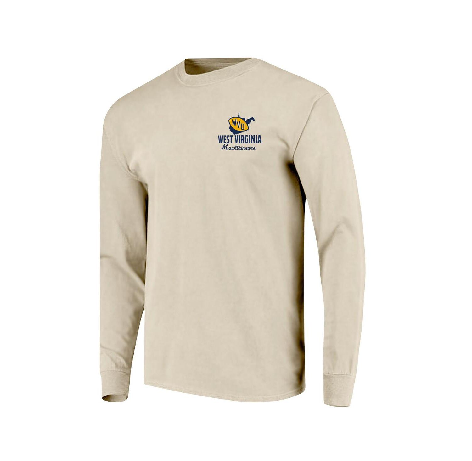 Men's Natural West Virginia Mountaineers Comfort Colors Mascot Overlay Long Sleeve T-Shirt