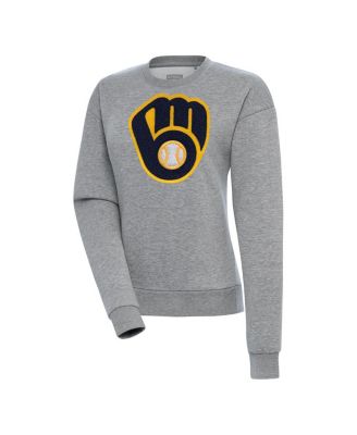 Women's Heather Gray Milwaukee Brewers Victory Chenille Pullover Sweatshirt