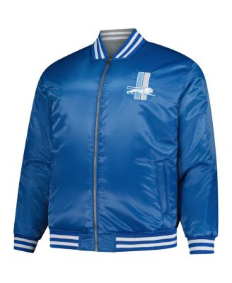 Men's Blue/Silver Detroit Lions Big Tall Throwback Reversible Full-Zip Jacket