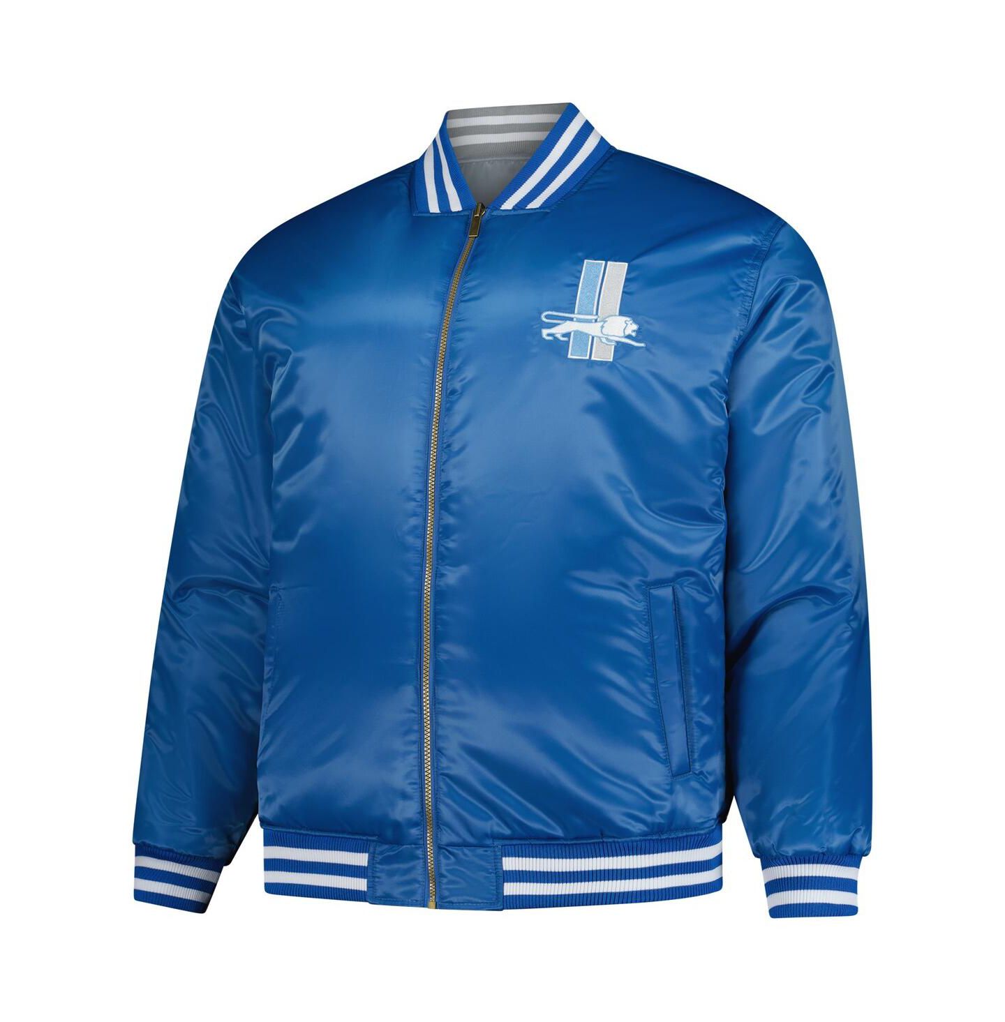 Мужская куртка Mitchell & Ness Blue/Silver Detroit Lions Big & Tall Throwback Reversible Full-Zip — фото 4