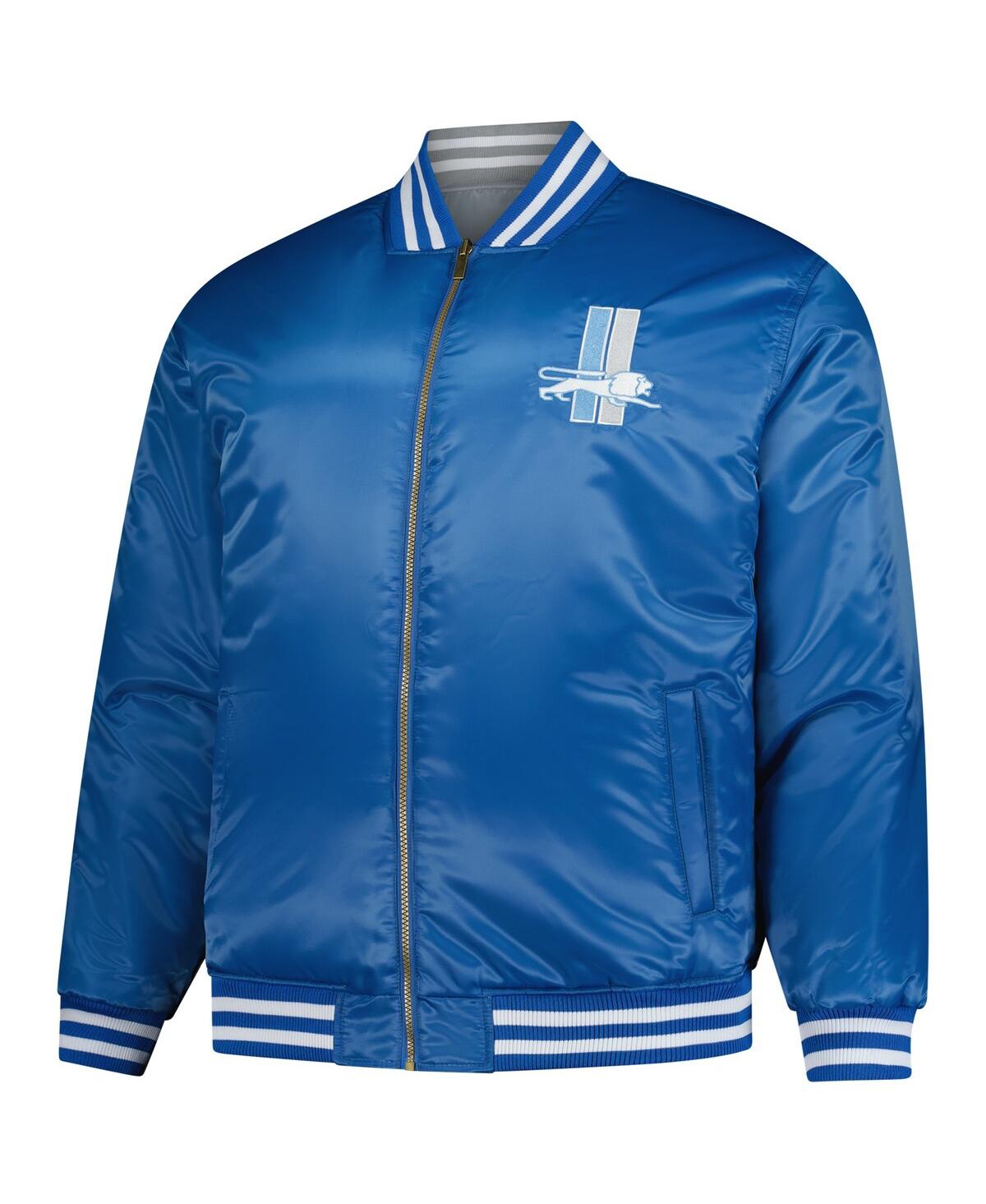 Mitchell & Ness Men's Blue/silver Detroit Lions Big Tall Throwback Reversible Full-zip Jacket In Blue