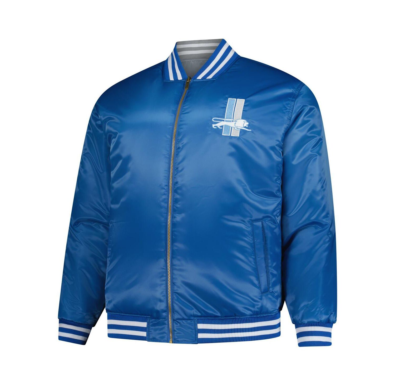 Men's Blue/Silver Detroit Lions Big & Tall Throwback Reversible Full-Zip Jacket